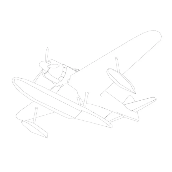 Contour de l'avion pour l'atterrissage sur l'eau. Vue du bas. Illustration vectorielle — Image vectorielle