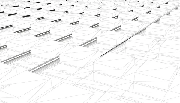 Fundo abstrato com wireframe de muitos quadrados. 3D. Ilustração vetorial —  Vetores de Stock