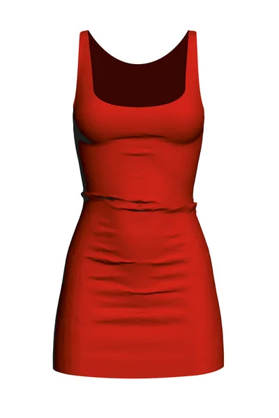 Detalle vestido con pliegues en un maniquí invisible. Vestido poligonal rojo. 3D. Ilustración vectorial — Archivo Imágenes Vectoriales
