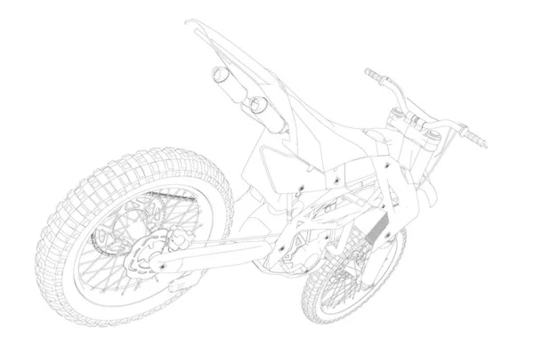 Contour d'une moto sportive à partir de lignes noires sur fond blanc. Vue en perspective. Illustration vectorielle — Image vectorielle