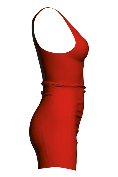 Detail Kleid mit Falten auf einer unsichtbaren Schaufensterpuppe. Rotes polygonales Kleid. Seitenansicht. 3D. Vektor illustratio — Stockvektor