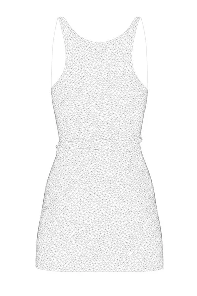 Woreframe de un vestido corto ajustado hecho de líneas negras sobre un fondo blanco. Vista trasera. 3D. Ilustración vectorial — Archivo Imágenes Vectoriales