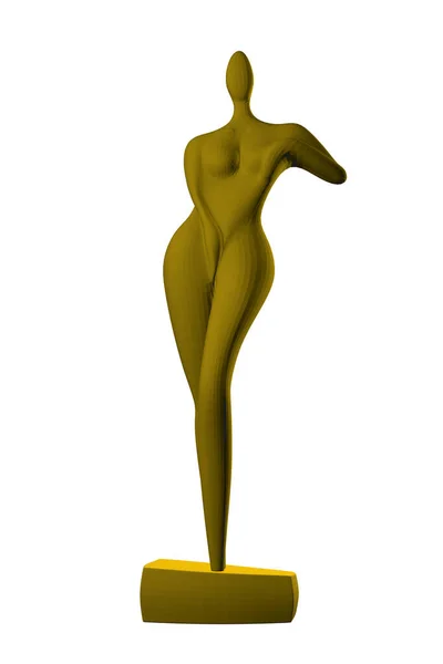 Abstrakte weibliche Statue. Goldene Statue eines abstrakten Mädchens. 3D. Vektorillustration — Stockvektor