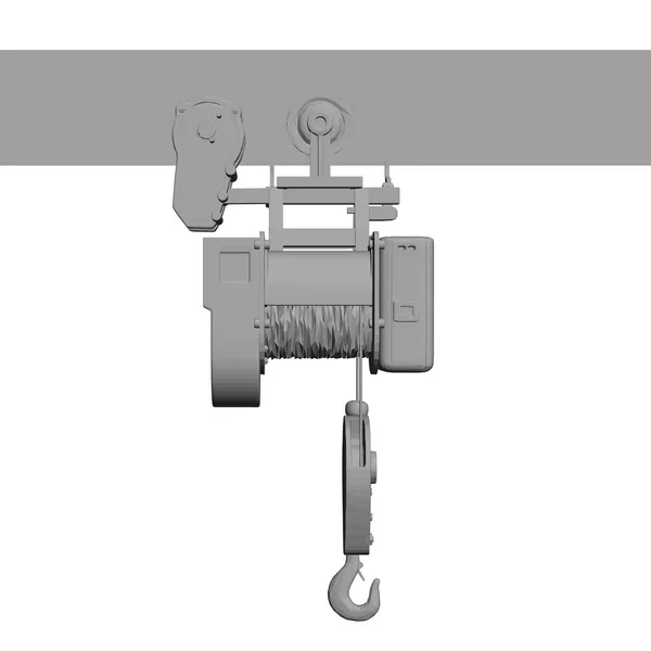 Alacsony poli emelő álló daru elszigetelt fehér alapon. 3D-ben. Előre nézz. Vektorillusztráció — Stock Vector