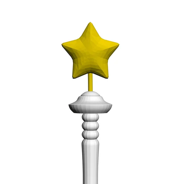 Polygonaler gelber Stern auf einem Stock. 3D. Vektorillustration — Stockvektor