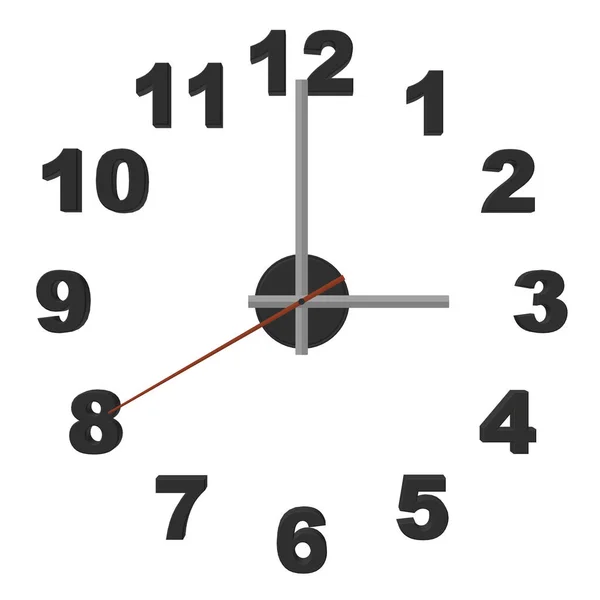 Clock without case isolated on white background. 3D. Vector illustration — Stock Vector