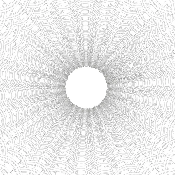 Il contorno del tunnel decorativo con un cerchio bianco alla fine. 3D. Illustrazione vettoriale — Vettoriale Stock