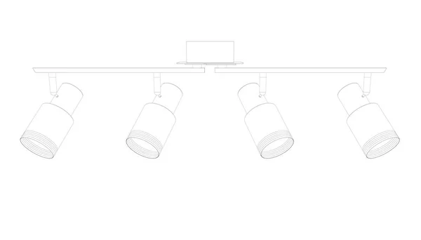 Contorno del dispositivo per l'illuminazione della scena isolato su uno sfondo bianco. 3D. Illustrazione vettoriale — Vettoriale Stock