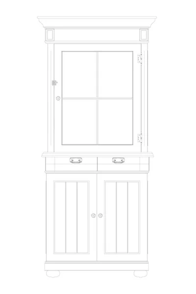 Il profilo di un mobile in legno. Credenza decorativa. Vista frontale. Illustrazione vettoriale — Vettoriale Stock