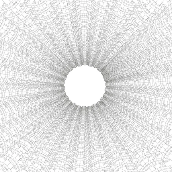 由白色背景上的黑线构成的抽象隧道的线框。3D 。矢量说明 — 图库矢量图片