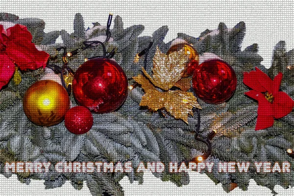 Mosaik Frohe Weihnachten Und Ein Frohes Neues Jahr Grußkarte Mit — Stockfoto