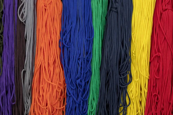 Multicolored textile cords on the eastern market. Travel. Kyrgyzstan — Stock Photo, Image