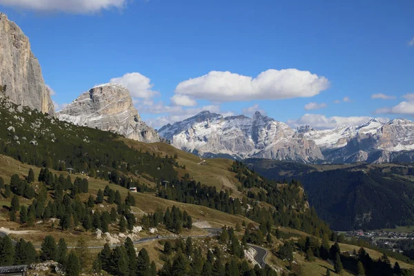 Alpejskie Krajobrazy Dolomity Przełęczy Gardena Włochy — Zdjęcie stockowe
