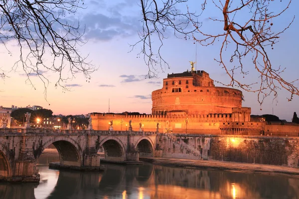 Castel Sanťangelo Řeka Soumraku Řím — Stock fotografie