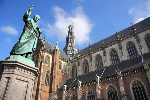 Cathédrale Saint Bavo Statue Laurens Janszoon Coster Dans Vieille Ville — Photo