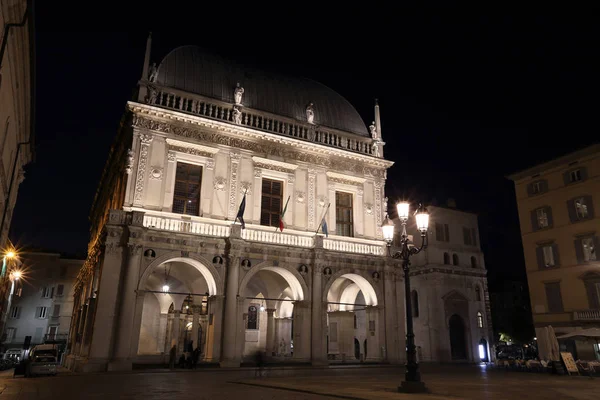 Brescia Włochy Października 2016 Nocna Panorama Zabytkowej Starówki Października 2016 — Zdjęcie stockowe