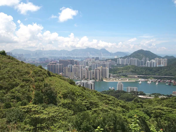 Paisaje Urbano Hong Kong Visto Desde Parque Rural Tsuen Wan — Foto de Stock