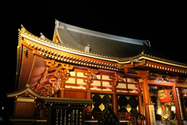 Tokio Japonia Sierpnia 2015 Oświetlona Świątynia Asakusa Nocy Sierpnia 2015 — Zdjęcie stockowe