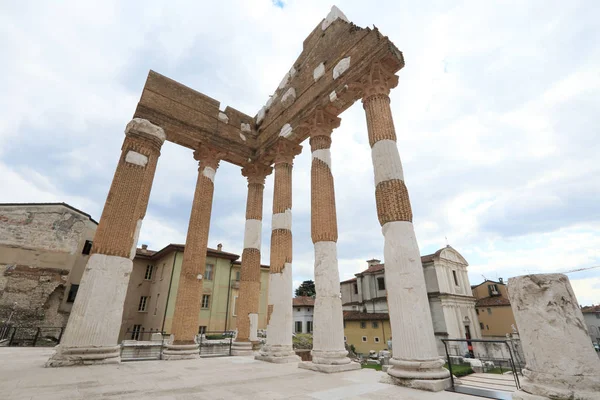 Starożytna Rzymska Świątynia Capitolium Brescia Wpisana Listę Światowego Dziedzictwa Unesco — Zdjęcie stockowe