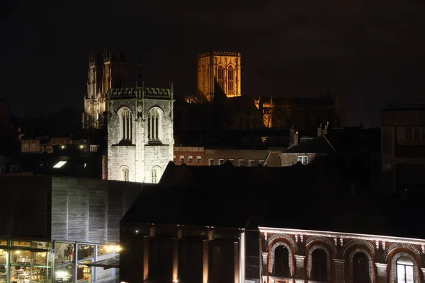 Paesaggio Urbano Notturno York Inghilterra — Foto Stock