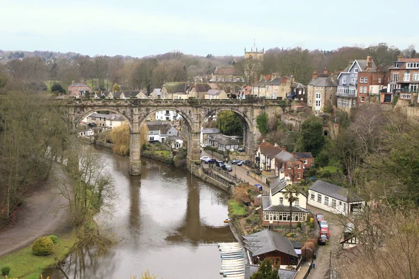 Stad Knaresborough Rivier Nidd Gezien Vanaf Het Kasteel North Yorkshire — Stockfoto