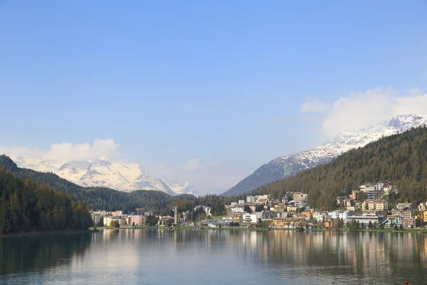 Vista Panorámica Ciudad Lago Saint Moritz Suiza — Foto de Stock