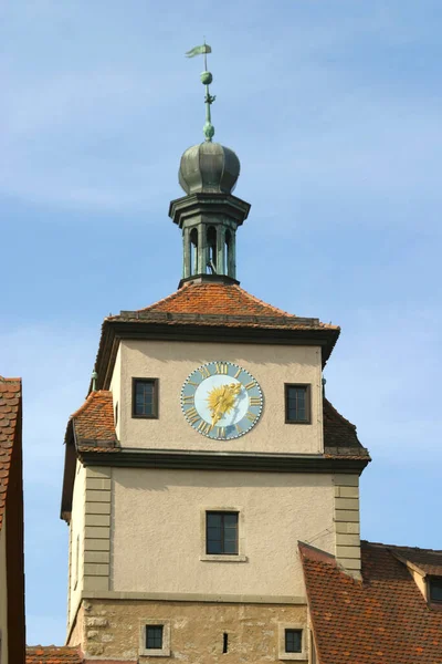 Středověká Brána Věže Rothenburg Der Tauber Německu — Stock fotografie