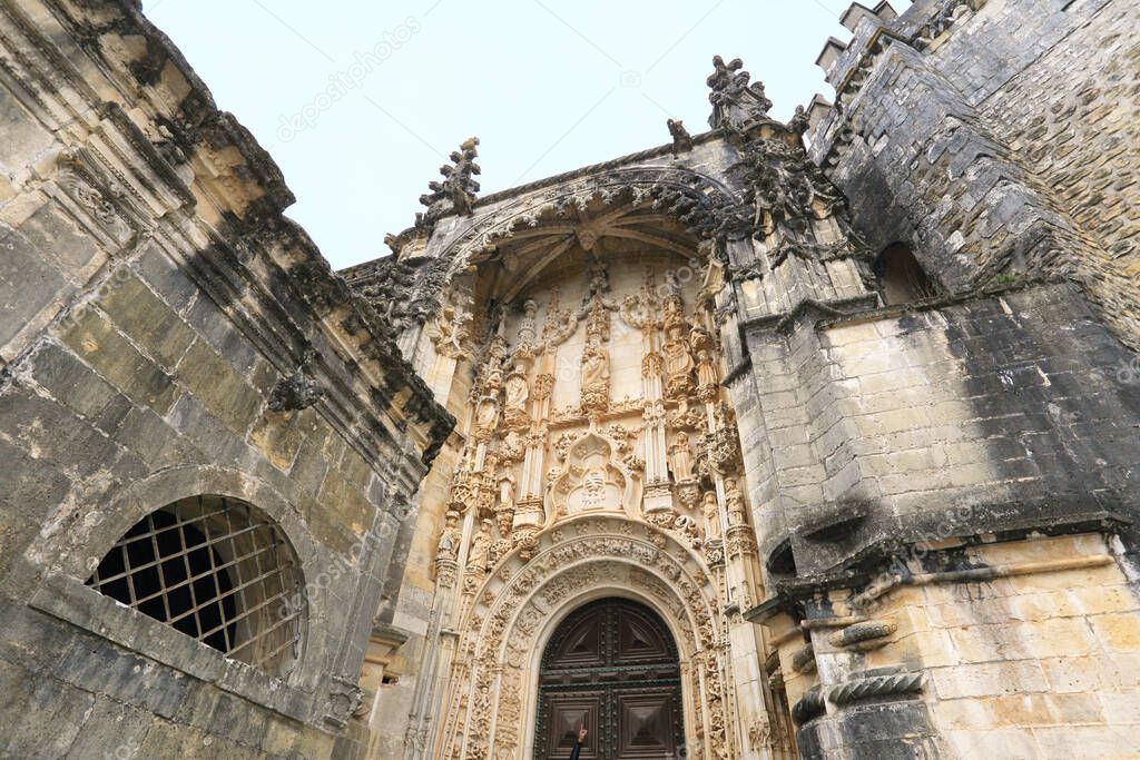 Main facade of The Convent of Christ in Tomar, unesco world heritage, Portugal