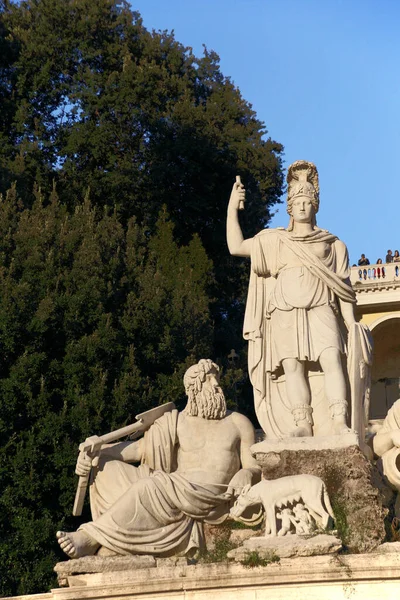Řím Itálie Března 2019 Historické Sochy Piazza Del Popolo Března — Stock fotografie