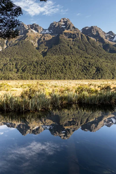 Lagos Espelho Anau Milford Hwy Fiordland National Park Nova Zelândia — Fotografia de Stock
