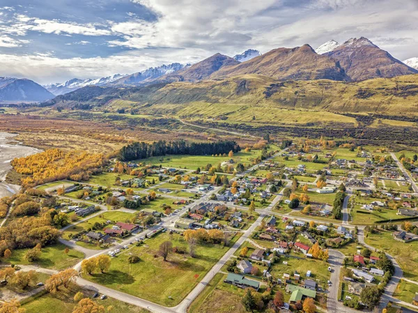 Vue Aérienne Belle Automne Glenorchy Dans Île Sud Nouvelle Zélande — Photo