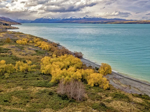 Mont Cook Avec Lac Pukaki Automne Île Sud Nouvelle Zélande — Photo