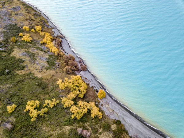 Vista Panorâmica Lago Pukaki Outono South Island Nova Zelândia — Fotografia de Stock