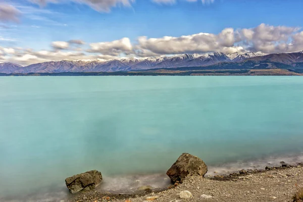 Góra Gotować Lake Pukaki Jesienią Wyspy Południowej Nowa Zelandia — Zdjęcie stockowe