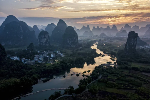 Belle Rivière Yulong Dans Comté Yangshuo Guilin Guangxi Chine — Photo