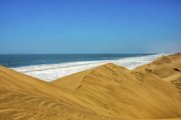 Les Dunes Avec Océan Walvis Bay Namibie — Photo