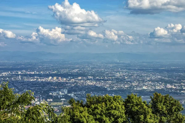 Bird Eye View Chiang Mai City Wat Phrathat Doi Suthep — стоковое фото