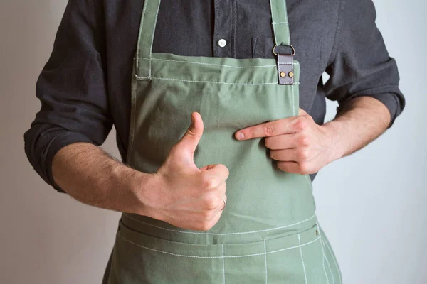 Man Kitchen Apron Chef Work Cuisine Cook Uniform Protection Apparel — Stock Photo, Image