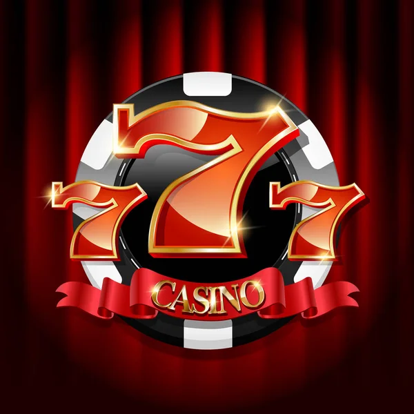 Disegno Illustrazione Vettoriale Colorful Casino Gettone Con Numeri Fortunati 777 — Vettoriale Stock