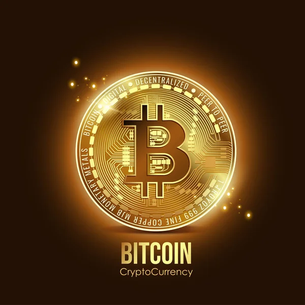Koyu arka plan bulanık, vektör illustation üzerinde altın bitcoin