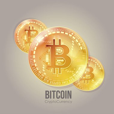 Altın bitcoins illustation vektör