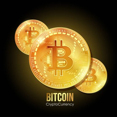 Altın bitcoins illustation vektör