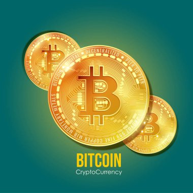 Altın bitcoins illustation vektör