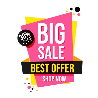 Beyaz arka plan üzerinde renkli satışı büyük başlığı