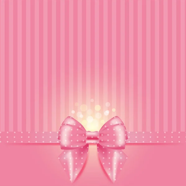 带弓和丝带的条纹粉彩粉红色背景 — 图库矢量图片