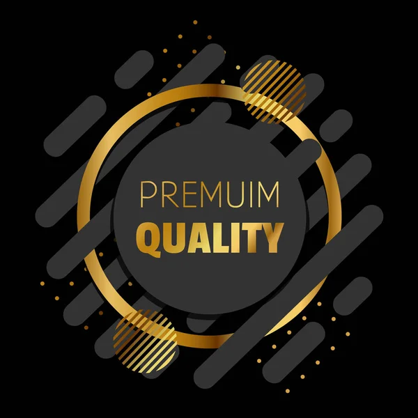 Premium Quality Guarantee Banner Golden Black Background — Stock Vector