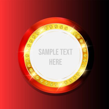 Casino çerçevelemek ile koyu ve kırmızı arka plan, vektör çizim üzerinde altın başlangıç yuvarlak