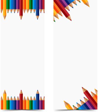 Renkli kalemler izole beyaz arka plan, okul kavramı, vektör çizim  