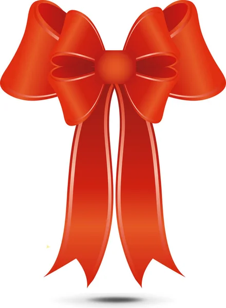 Ruban Rouge Avec Arc Isolé Sur Fond Blanc — Image vectorielle