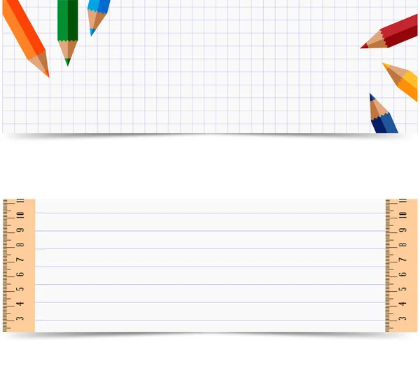 Colorful Pencils Rulers White Checkered Background School Concept Vector Illustration — Stock Vector